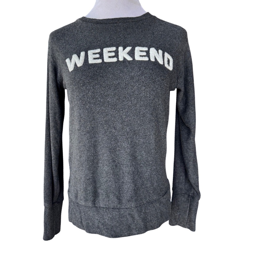 Royce Brand Cozy Sweatshirt Women Medium Gray Weekend Graphic Pullover Long Slee